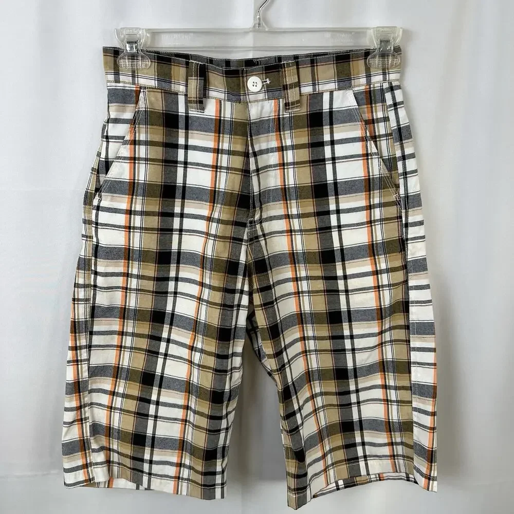 South Pole Multi Colored Plaid Bermuda Jorts Shorts Cotton-Blend Mens Size 29